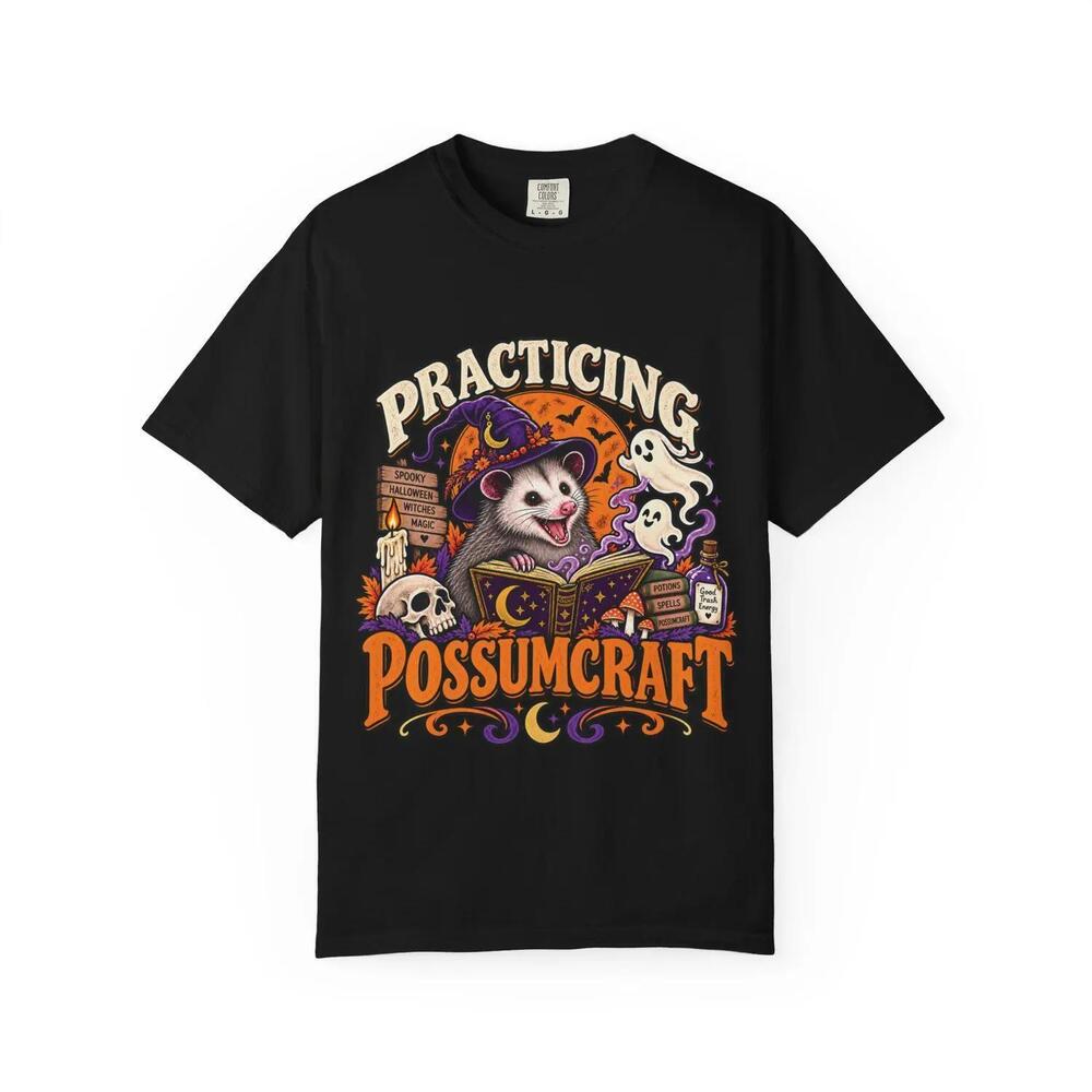 Practicing Possumcraft T-Shirt Possum Witch Illustration, Halloween Vibes